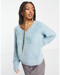 Weekday - – cora – pullover mit v-ausschnitt aus haarigem garn - Lyst