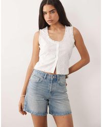 Mango - 100% Cotton Embroidered Sleeveless Top - Lyst
