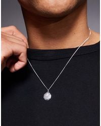 ASOS - Collier en argent massif avec pendentif hexagonal saint christophe - Lyst