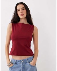 ASOS - Polyamide Slinky Boat Neck Top - Lyst