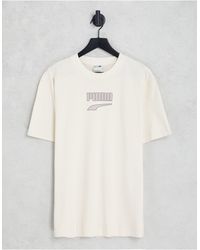 PUMA - Downtown - t-shirt con logo bianco sporco - Lyst