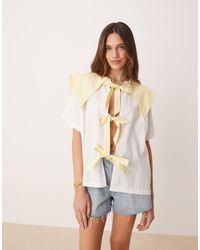 Vrg Grl - Romy Tie-detail Smock Blouse - Lyst