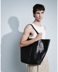 ASOS - Faux Leather Tote Bag With Satin Paisley Scarf - Lyst