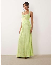 AFRM - Amirah Mesh Lace Overlay High Rise Knot Detail Maxi Skirt - Lyst
