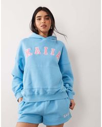 Kaiia - Cotton Rich Embroidered Logo Oversized Hoodie - Lyst