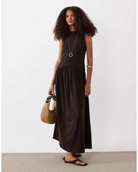 ASOS - Rib Mix Midi Dress With Drop Waist - Lyst