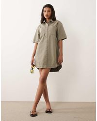 ASOS - Denim Boxy Shirt Dress With Pocket Detail - Lyst