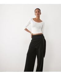 ASOS - Asos Design Tall Pantalón De Pernera Ancha Con Drapeado, Lazada Lateral Y Tacto Supersuave En - Lyst