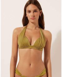 Calzedonia - Shiny Satin Ruched Bikini Top - Lyst