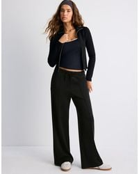Stradivarius - Soft Touch Wide Leg Trousers With Seam Detail - Lyst
