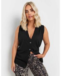 Yours Clothing - Knitted Button Front Vest Top - Lyst