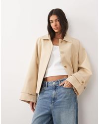 Mango - Trench-coat court en pur coton - beige - Lyst