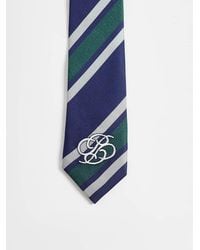 Prohibited - Cravatta Blu E Verde Con Logo A Righe - Lyst
