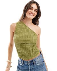 Pull&Bear - Bubble Texture One Shoulder Top - Lyst