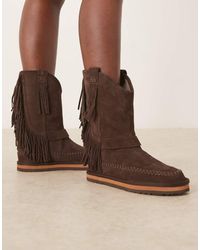 Free People - Faye Fringe Pull-on Boots - Lyst