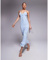 ASOS - Double Layer Mesh And Lace Print Cami Maxi Dress With Ruffle Hem - Lyst