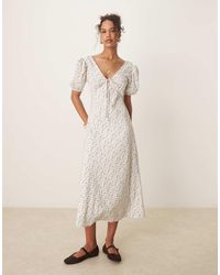 Glamorous - Maxi Jurk Met V-Hals En Strik Voor - Lyst