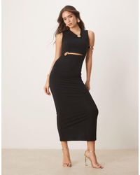 ASOS - Mouwloze Midi Jurk Met Uitsnijding En Ringdetails - Lyst