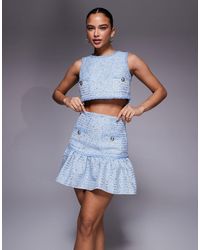 Bardot - Elina Boucle Tailored Pocket Detail Crop Top - Lyst