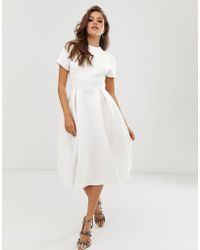 ASOS T-shirt Open Back Prom Midi Dress - White