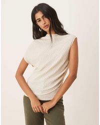 ASOS - Camiseta Asimétrica Con Lateral Fruncido De Tejido Texturizado De -Blanco - Lyst