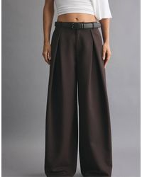 Stradivarius - Wide-leg Darted Trousers With Belt - Lyst