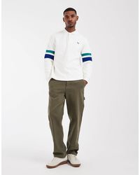 Fred Perry - Sweat-shirt avec logo et liserés sur les manches - Lyst