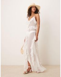 Miss Selfridge - Beach Chiffon Ruffle Cami Maxi Cover Up - Lyst