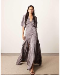 ARRANGE - Vestido Largo De Estilo Años 30 Moderno Con Patrón De Jacquard Y Hombreras De Satén De - Lyst