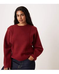 ASOS - Asos Design Curve Structured Waisted Jumper With Shoulder Pads - Lyst