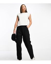 ASOS - Pantalones De Sastre Negros De Corte Tapered Con Dobladillo Vuelto De Asos Design Tall - Lyst