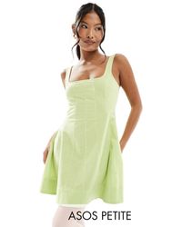 ASOS - Asos design petite - robe d'été courte style tennis à surpiqûres - citron - Lyst