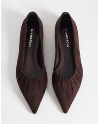 Glamorous - Pointed Toe Ruched Ballet Flats - Lyst