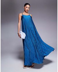 River Island - Plisse Maxi Dress With Metal Trim - Lyst