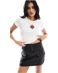 Noisy May - Cropped T-shirt With Heart Embroidery - Lyst