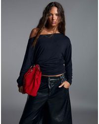 Bershka - Asymmetric Neck Long-Sleeved T-Shirt - Lyst