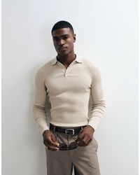ASOS - Essentials Micro Rib Muscle Fit Lightweight Knit Polo - Lyst