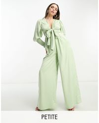 Collective The Label - Exclusive Plunge Front Wide Leg Jumpsuit - Lyst