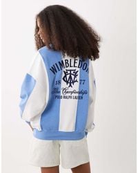 Polo Ralph Lauren - Wimbledon Capsule Striped Polo Sweatshirt With Crest Embroidery - Lyst