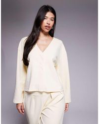ASOS - Interlock V Neck Long Sleeve Crop Cardigan Co-ord - Lyst
