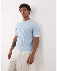 ASOS - Knitted Ribbed T-shirt With White Tipping - Lyst