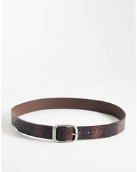 ASOS - Snakeprint Belt With Rounded Brushed Silver Buckle - Lyst