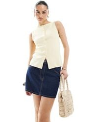 New Look - Boat Neck Button Through Tank Top - Lyst