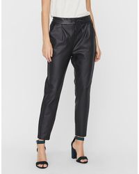 Vero Moda - Leather Look joggers With Tie Waist - Lyst