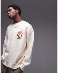 TOPMAN - Oversized Fit Sweatshirt With Front And Back Pressed Flower - Lyst