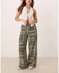 Jdy - Broek Met Wijde Pijpen, Elastische Taille En Abstracte Strepen - Lyst