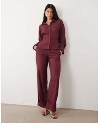 Kaiia - Exclusive Tailored Stretch Woven Wide Leg Turn Up Detail Pants - Lyst