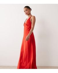Miss Selfridge - Satin Tie Back Maxi Dress - Lyst