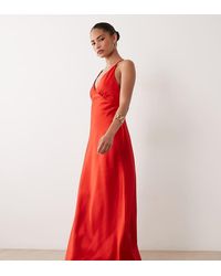 Miss Selfridge - Satijnen Maxi Jurk Met Strik Op De Rug - Lyst