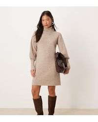 Vila - Balloon Sleeve Knitted Mini Dress - Lyst